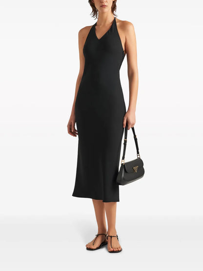 Halterneck Sablé Midi Dress
