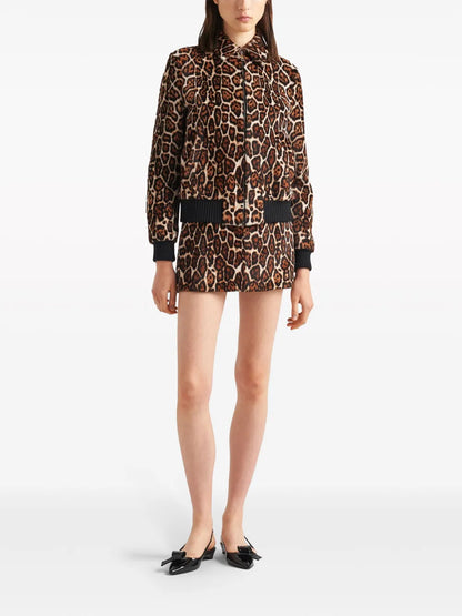 Leopard-Print Shearling Bomber Jacket