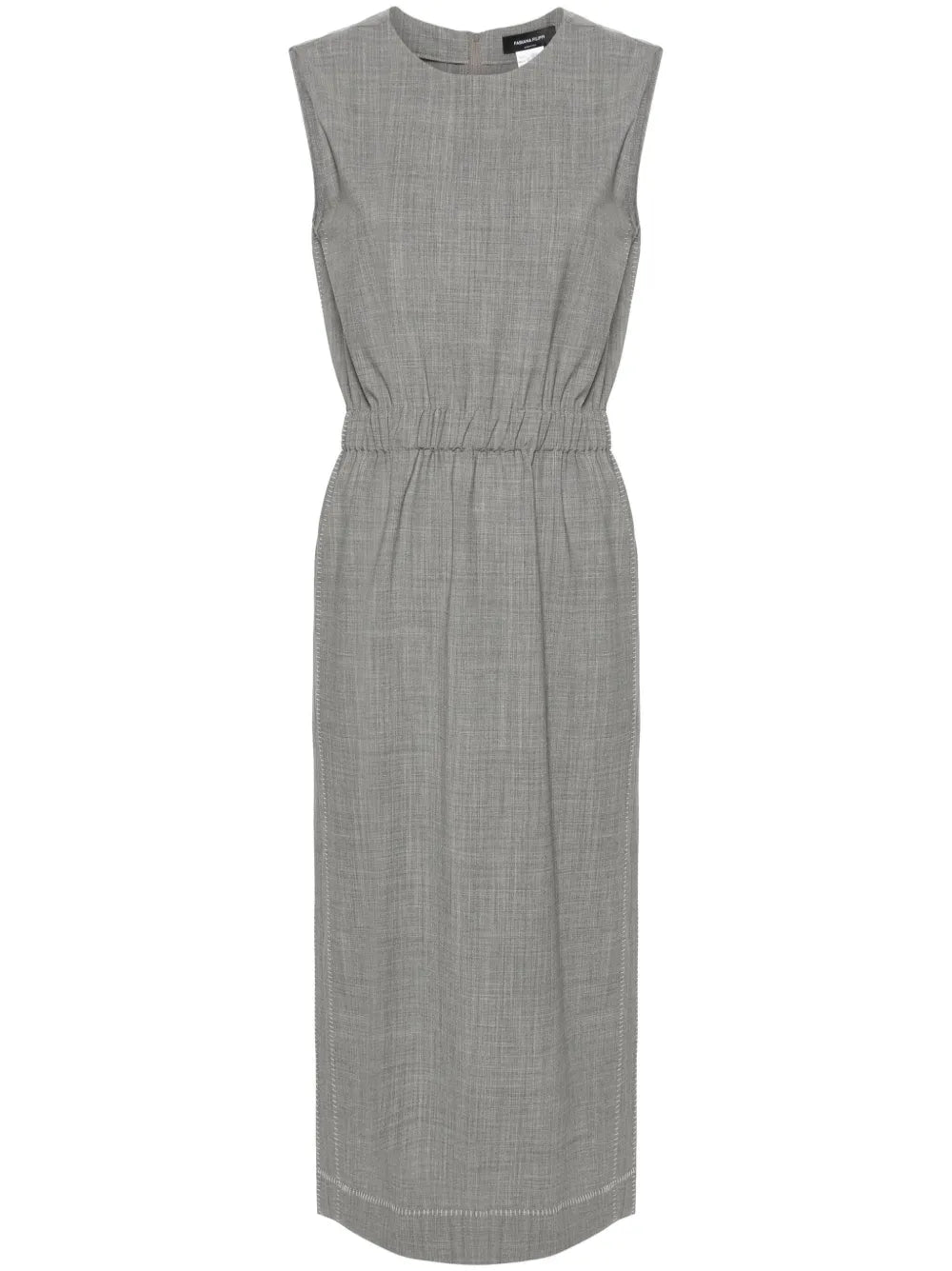 Contrast-Stitching Midi Dress