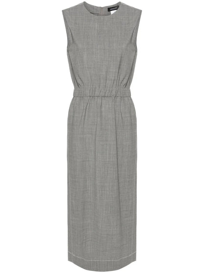 Contrast-Stitching Midi Dress