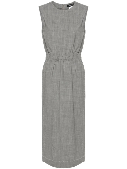 Contrast-Stitching Midi Dress