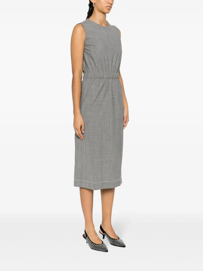 Contrast-Stitching Midi Dress