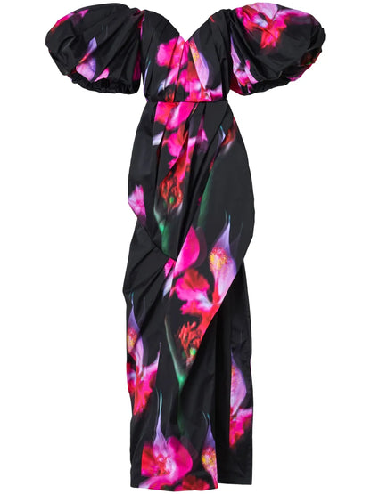 Future Floral-Print Strapless Gown