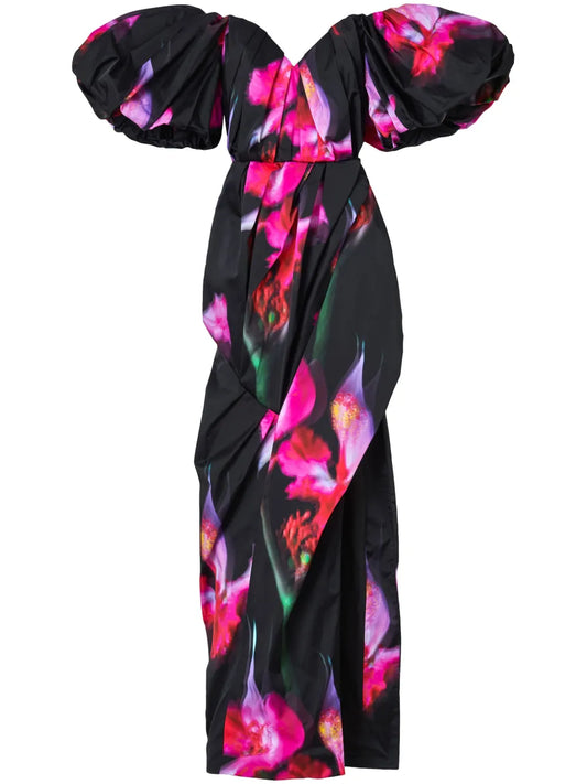 Future Floral-Print Strapless Gown