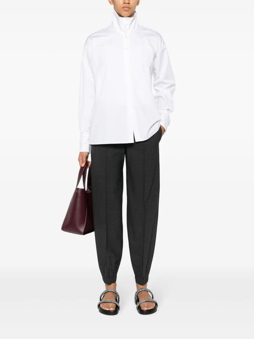 High-Neck Poplin Shirt