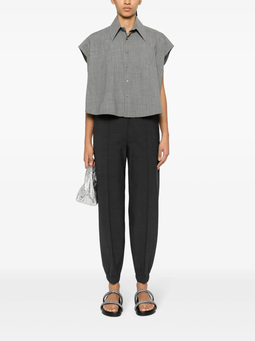 Mélange Cropped Shirt
