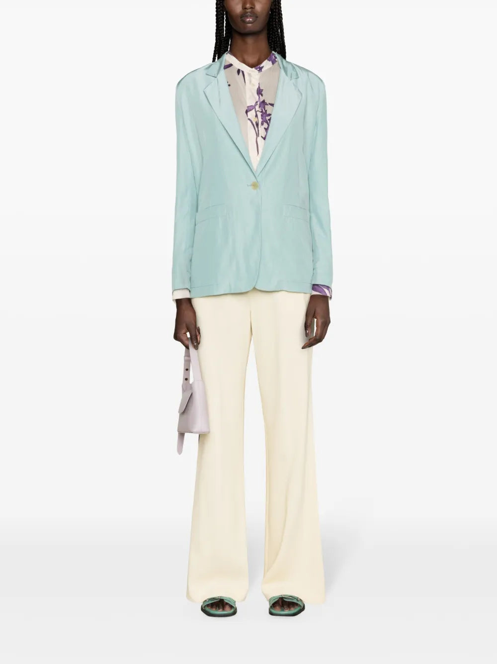 Single-Breasted Satin Blazer