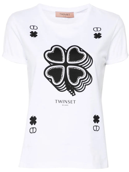 Clover-Print Cotton T-Shirt