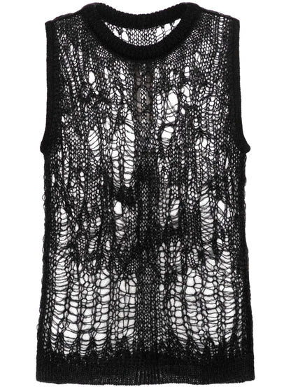 Distressed-Effect Knitted Vest