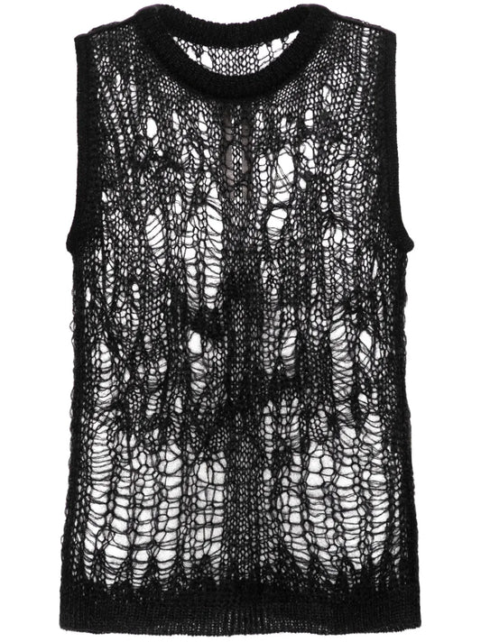 Distressed-Effect Knitted Vest