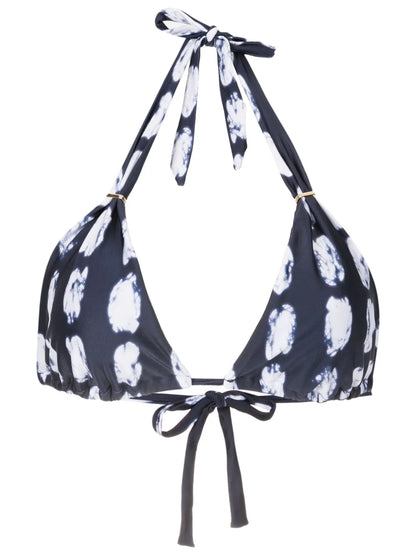 Geometric-Print Triangle Bikini Top
