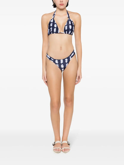 Geometric-Print Triangle Bikini Top