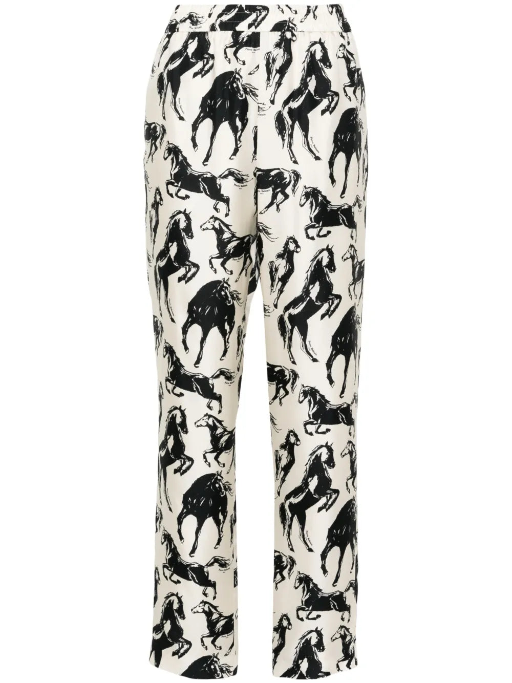 Horse-Print Silk Tapered Trousers