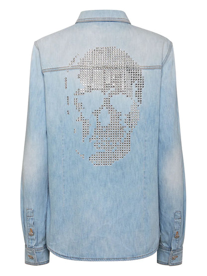 Crystal-Embellished Denim Shirt