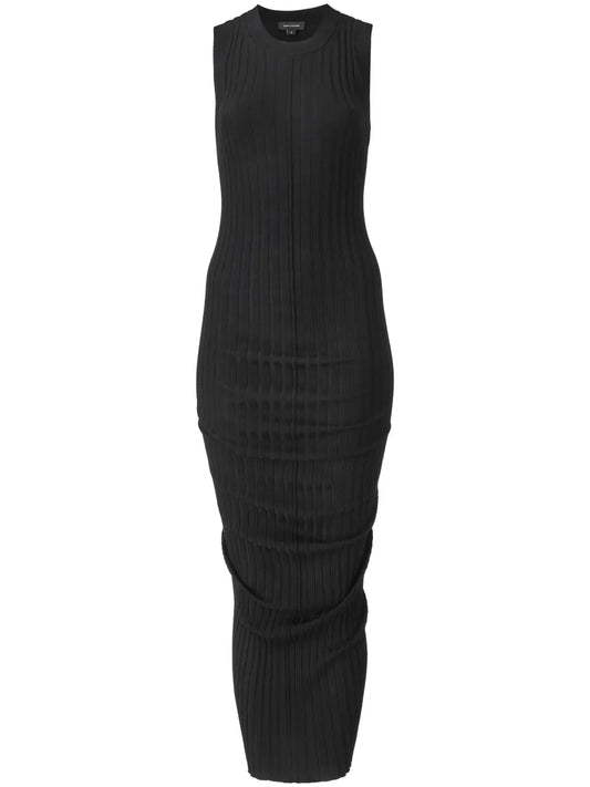 Merino-Wool Twisted Midi Dress