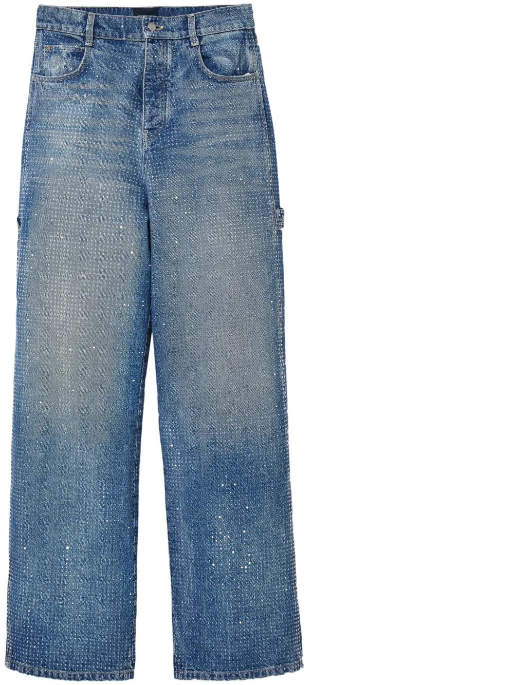 Crystal-Embellished Wide-Leg Jeans