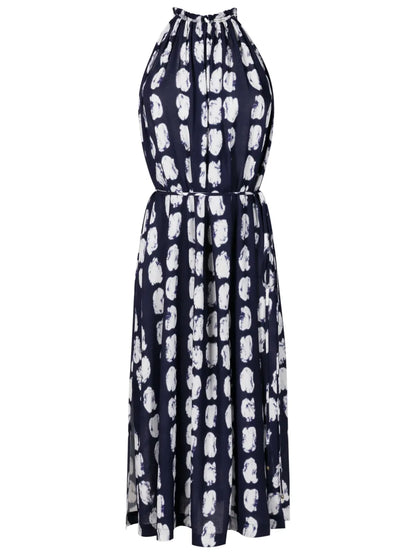 Abstract-Print Halterneck Midi Dress