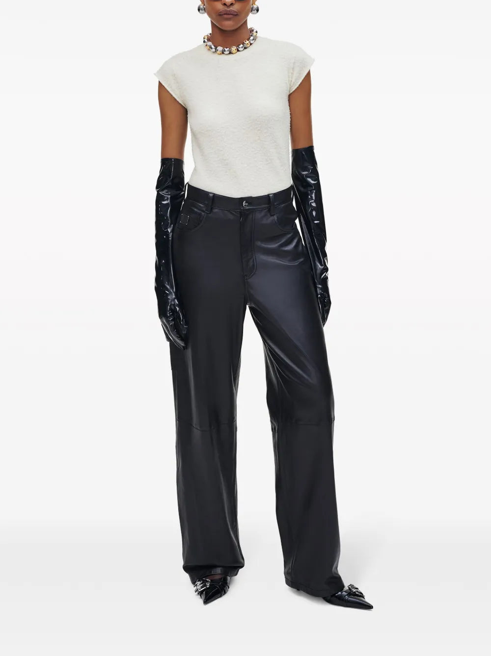 Wide-Leg Leather Trousers