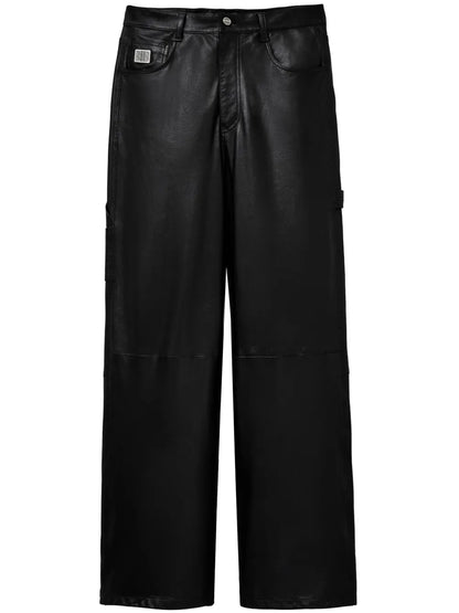 Wide-Leg Leather Trousers