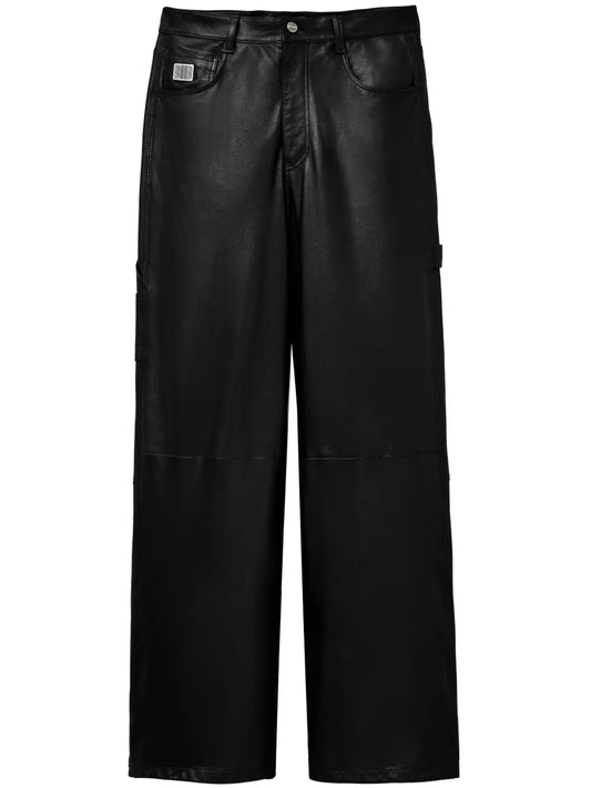 Wide-Leg Leather Trousers
