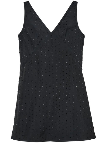 Crystal-Embellished V-Neck Minidress