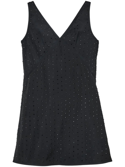 Crystal-Embellished V-Neck Minidress