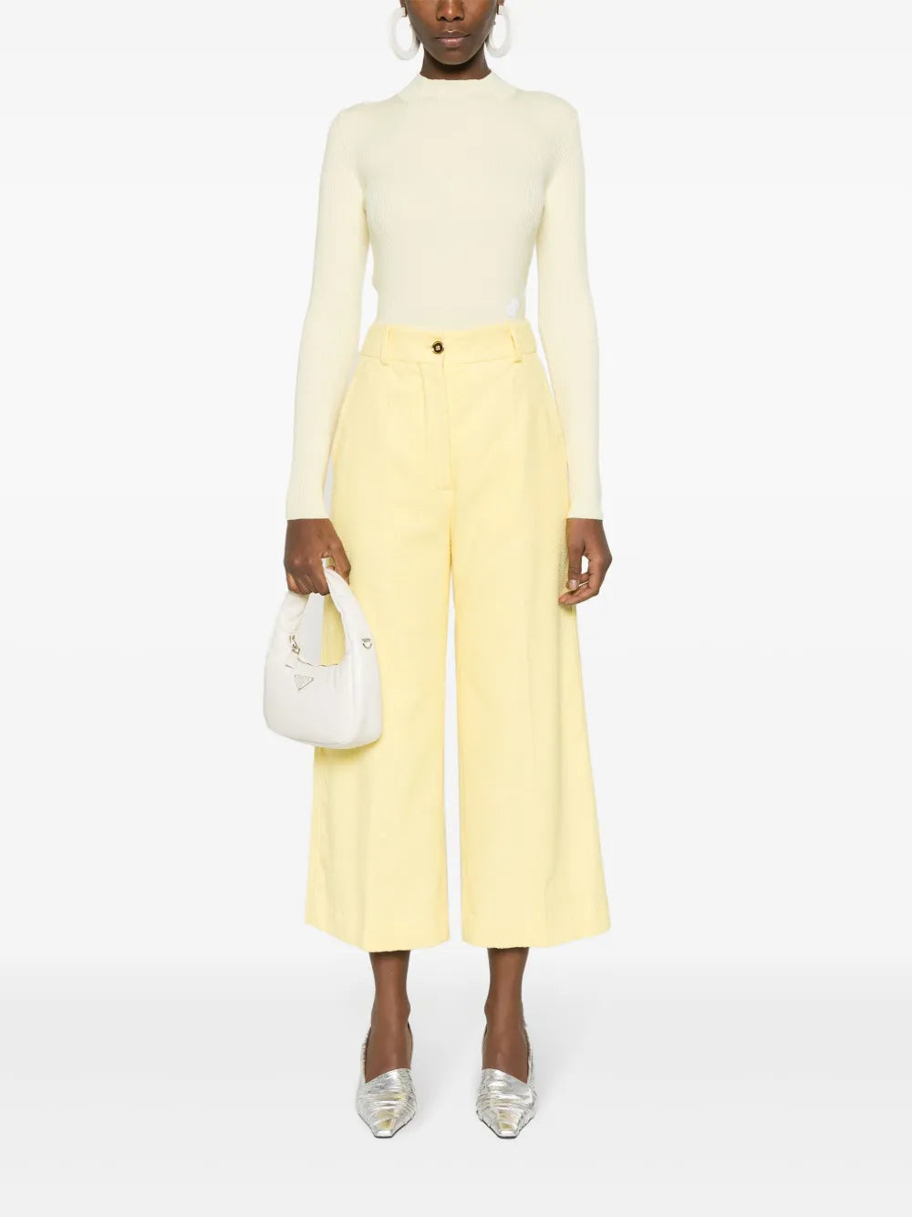 Towelling-Finish Straight-Leg Trousers