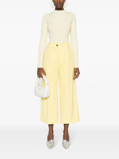 Towelling-Finish Straight-Leg Trousers