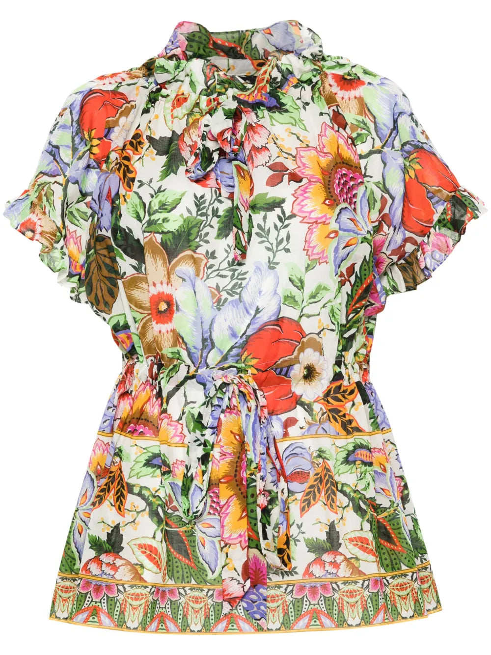 Floral-Print Cotton Blouse