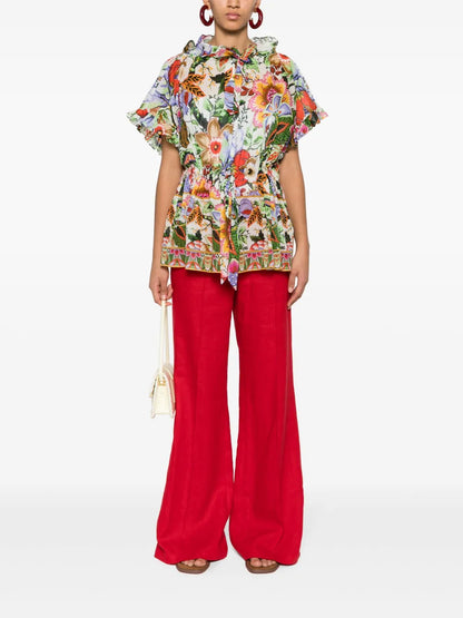 Floral-Print Cotton Blouse