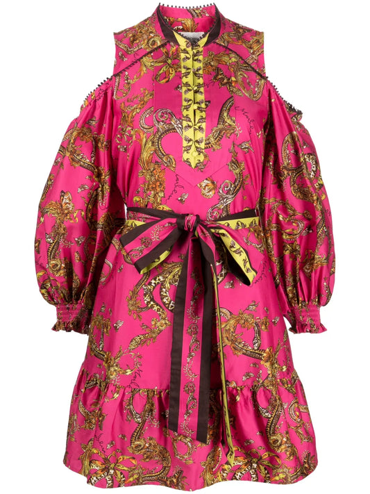 Iris Floral-Print Belted Minidress