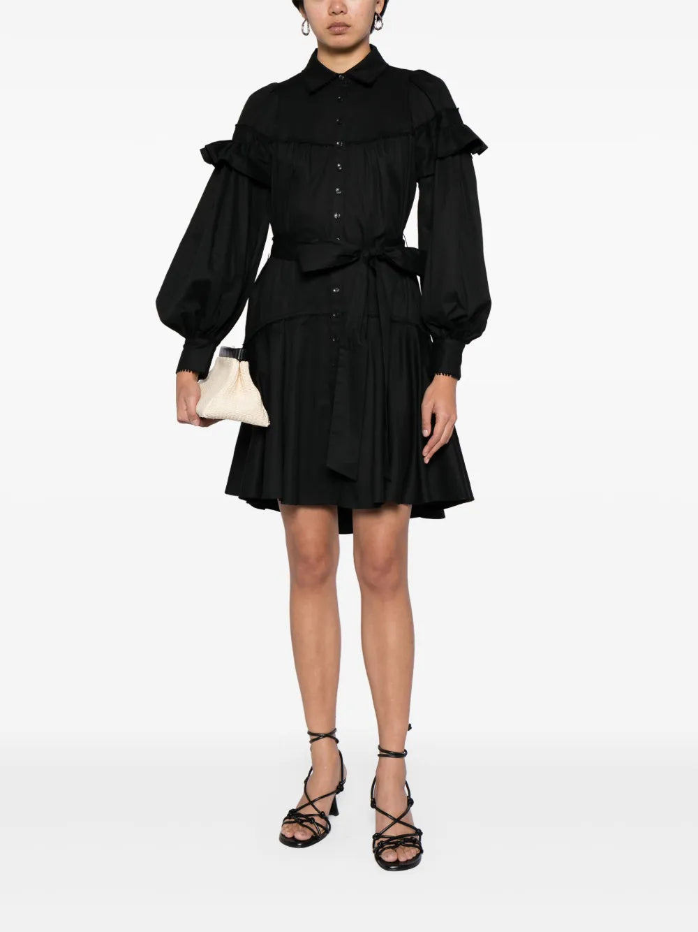 Disa Cotton Belted-Waist Minidress