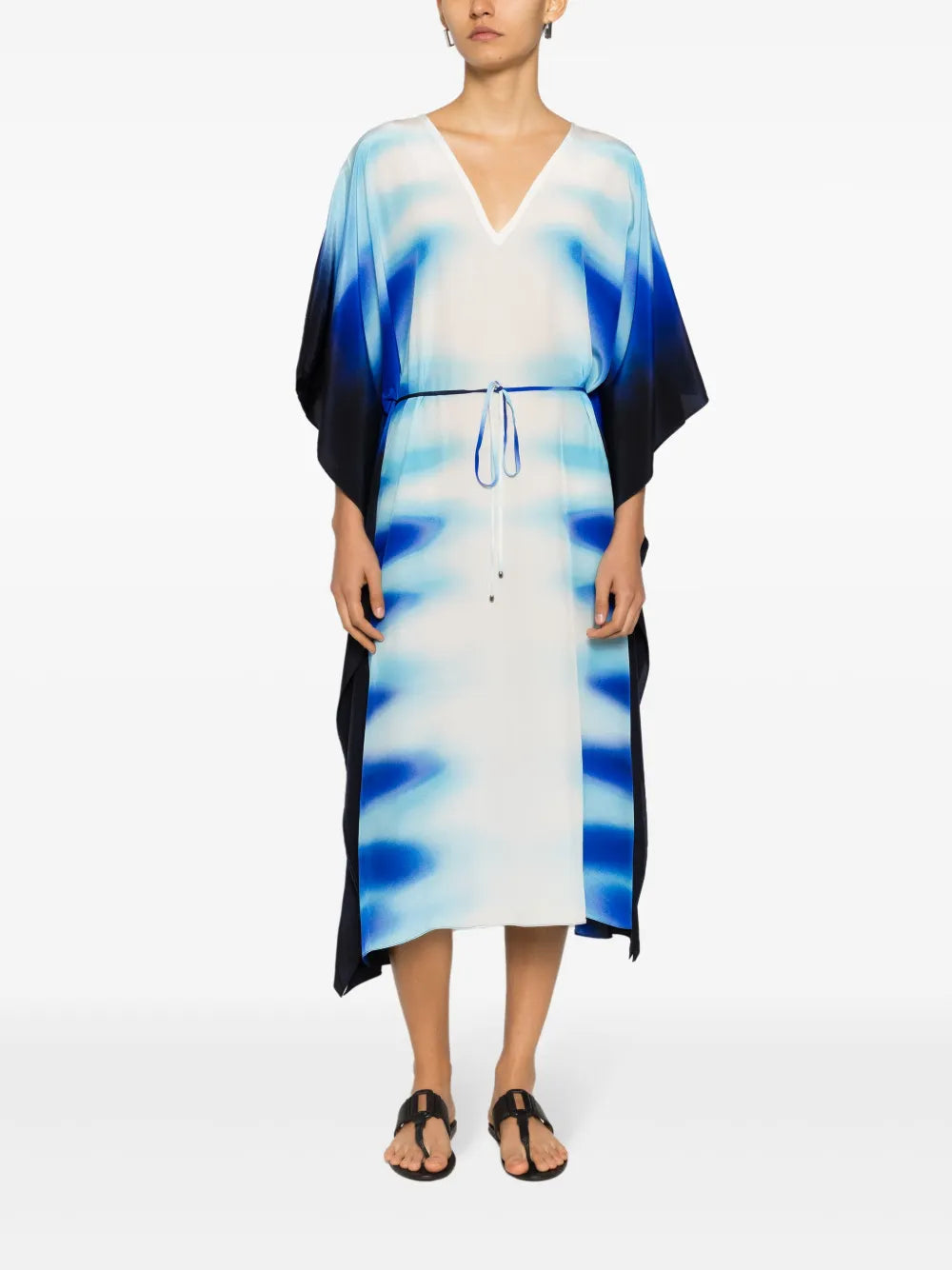 Graphic-Print Silk Beach Dress