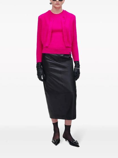 Pilled Cropped Wool Cardigan