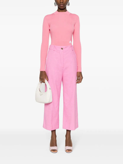 Towelling-Finish Straight-Leg Trousers