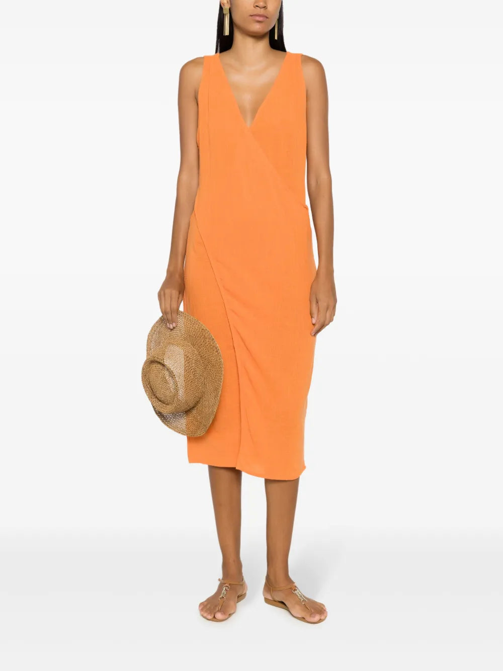 Wrap Cotton Midi Dress