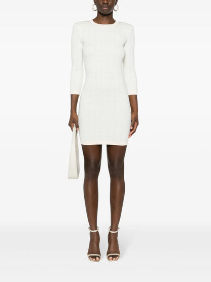 Monogram-Jacquard Open-Back Dress