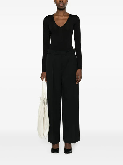 V-Neck Fine-Ribbed Bodysuit