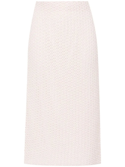 Sequin-Detail Open-Knit Skirt