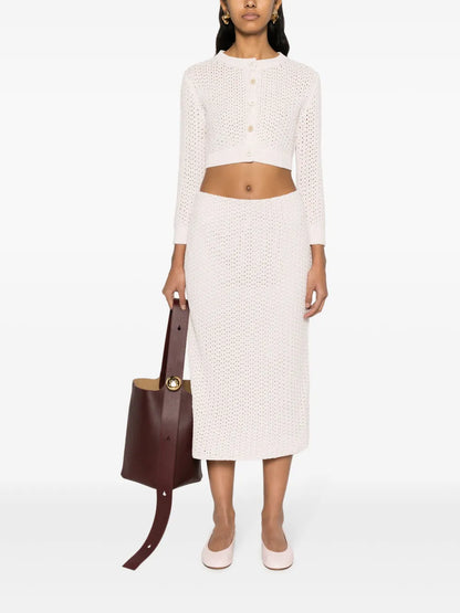 Sequin-Detail Open-Knit Skirt