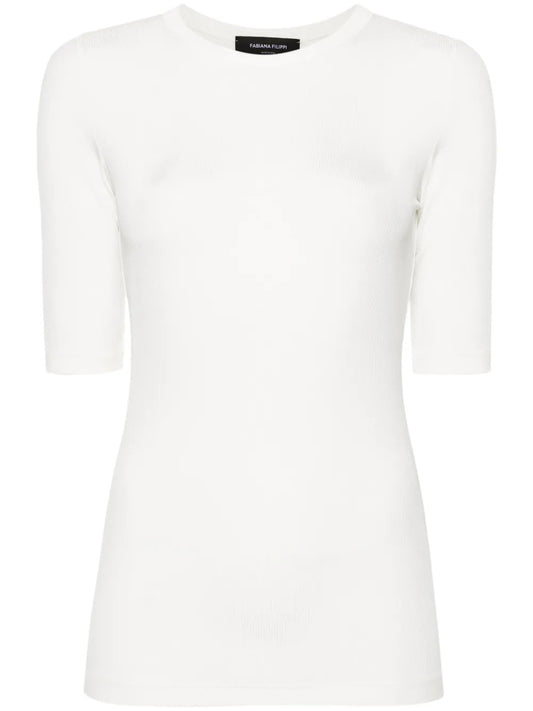 Cut-Out Fine-Ribbed Top