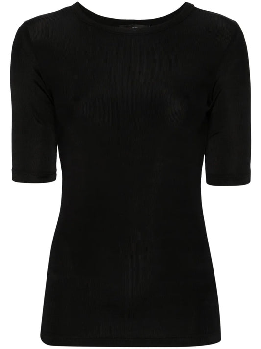 Cut-Out Fine-Ribbed T-Shirt