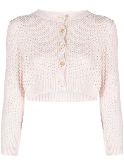 Sequin-Detail Open-Knit Cardigan