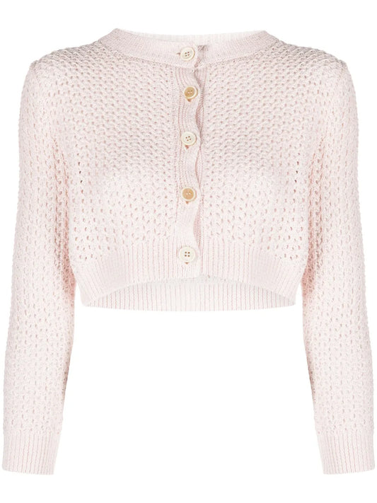 Sequin-Detail Open-Knit Cardigan