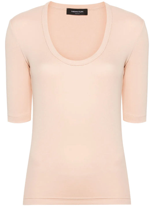 Beaded-Trim Stretch-Cotton Top