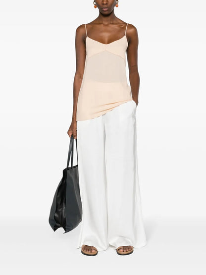 Beaded-Trim Crepe Tank Top