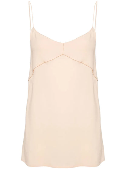 Beaded-Trim Crepe Tank Top