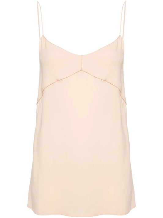 Beaded-Trim Crepe Tank Top