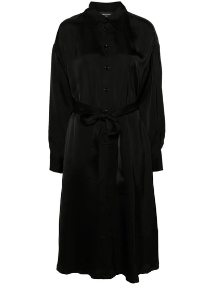 Belted Satin Shirtdress