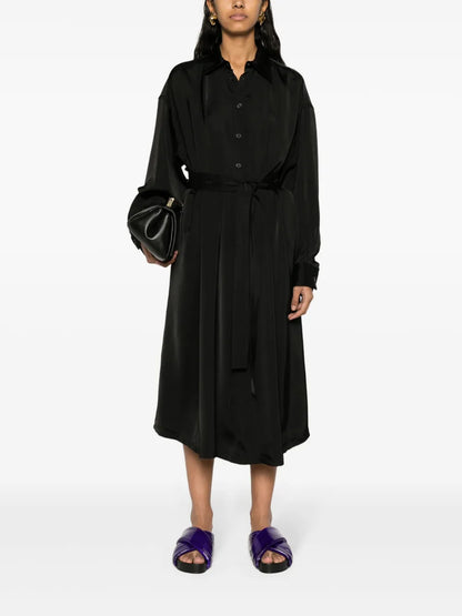 Belted Satin Shirtdress